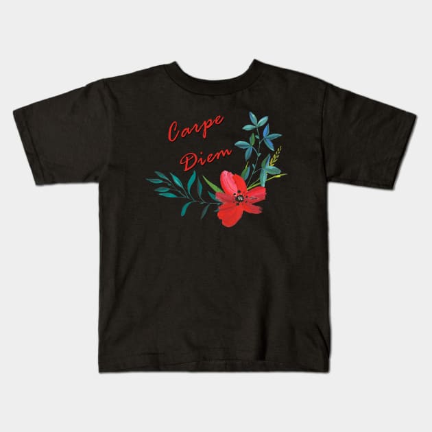 Carpe Diem Kids T-Shirt by valentinahramov